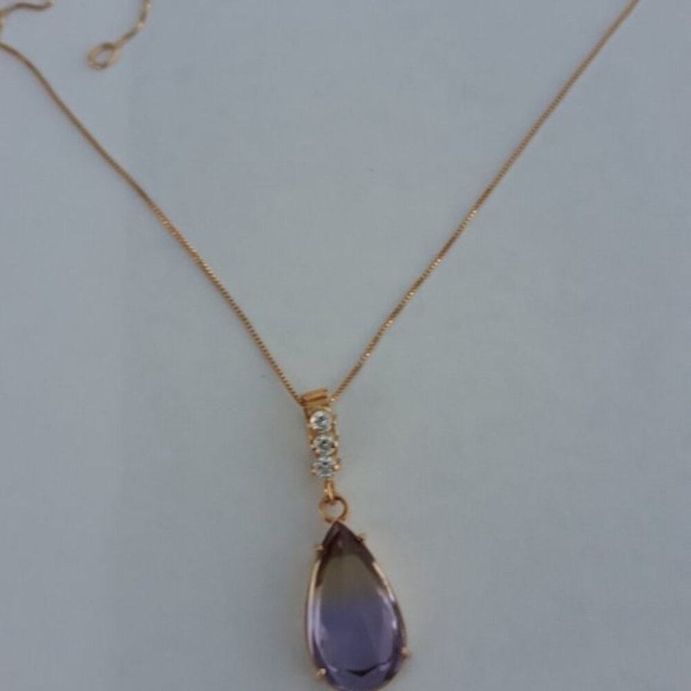 Ametrine with 18K Gold Chain Necklace New Without Tags